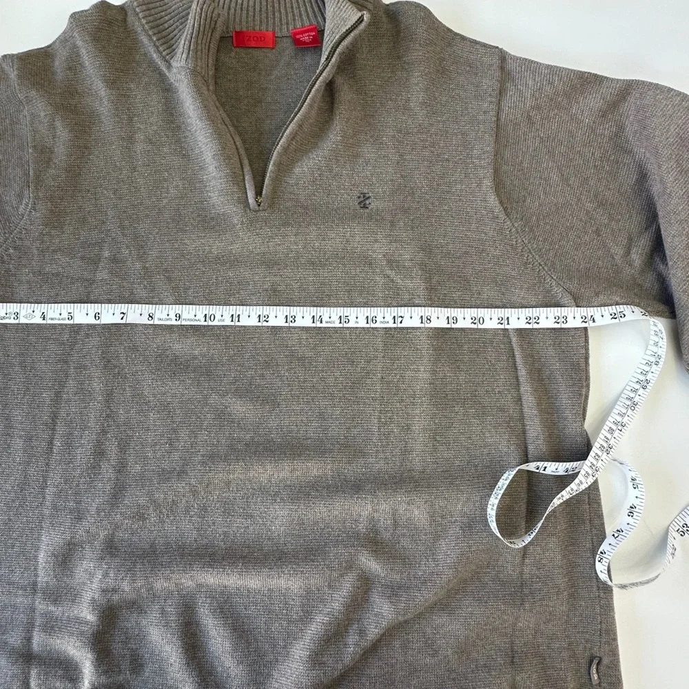 IZOD Mens XL 1/4 Zip‎ Pullover Sweater Cotton Blend  Knit Taupe Preppy Academia